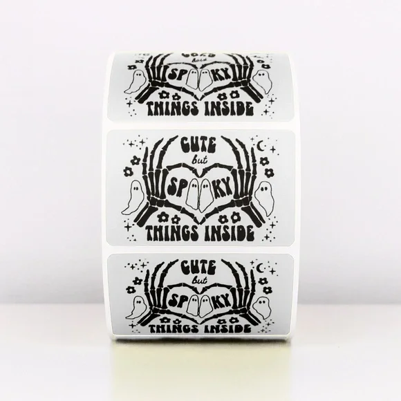 100 Cute But Spooky Stickers Roll 2x1 inch – Halloween Packaging Labels - Picture 4 of 5
